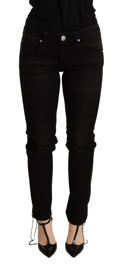 Pantaloni skinny in denim a vita bassa neri Acht