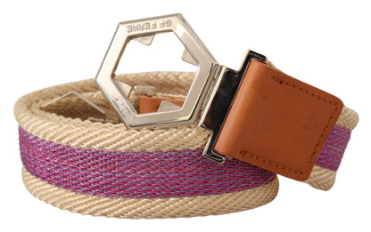 Cintura con fibbia e logo esagonale in pelle multicolore GF Ferre