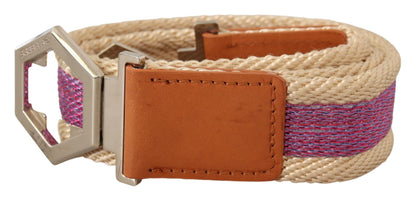 Cintura con fibbia e logo esagonale in pelle multicolore GF Ferre