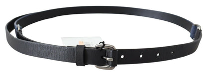 Cintura Costume National in pelle nera e blu con logo argentato