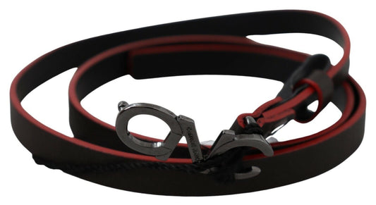 Cintura sottile in pelle con fibbia nera bordeaux di Costume National