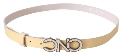 Cintura con logo rosa in pelle beige di Costume National