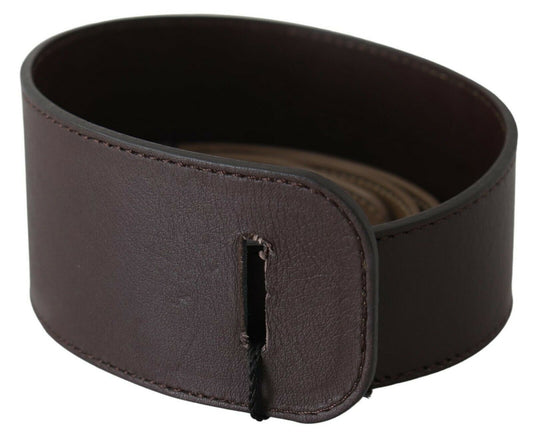 Cintura larga in vera pelle marrone con logo GF Ferre