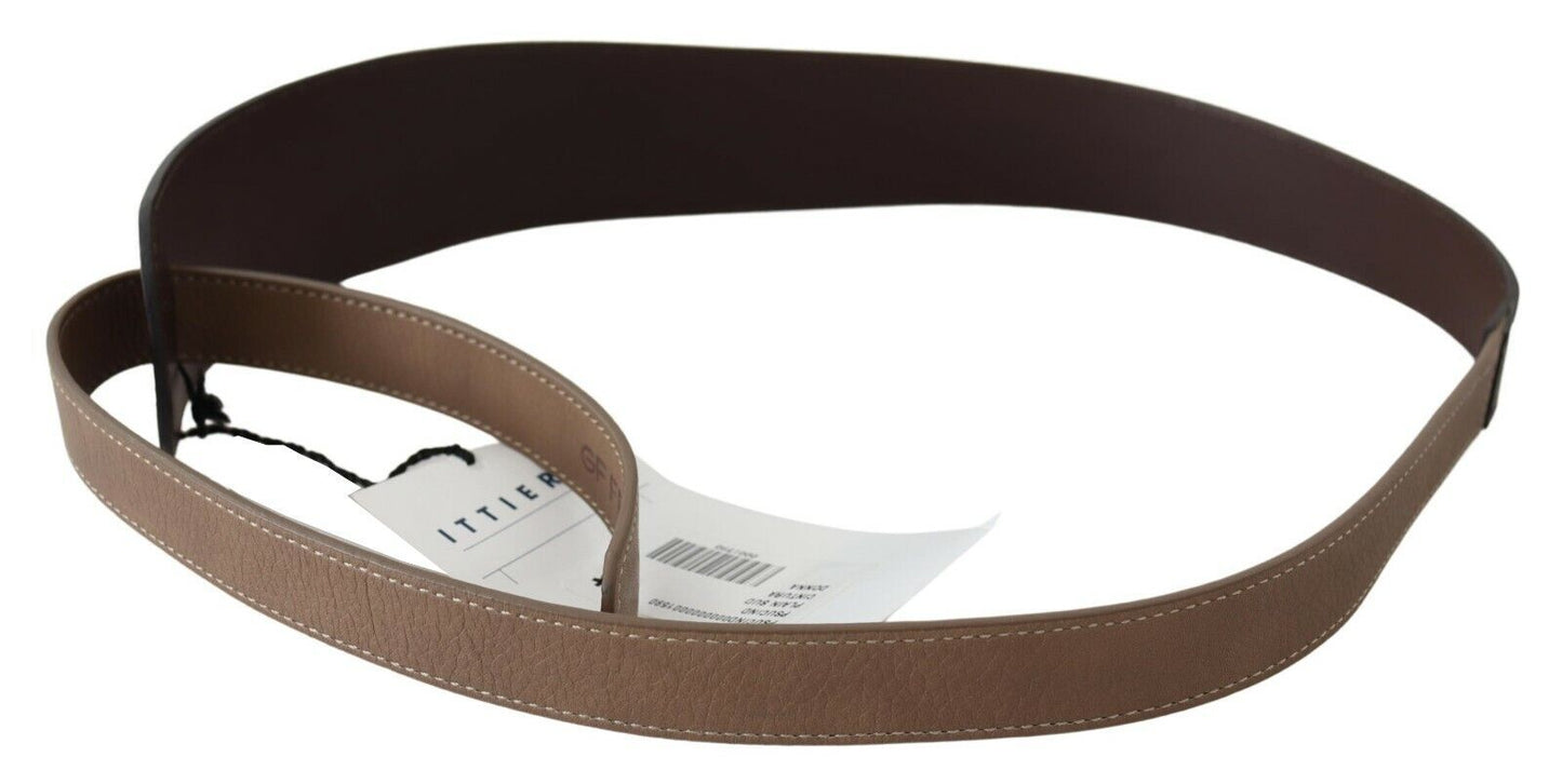 Cintura larga in vera pelle marrone con logo GF Ferre