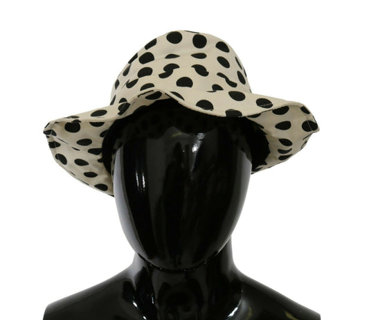 Cappello Trilby Dolce &amp; Gabbana bianco 100% cotone con motivo a pois