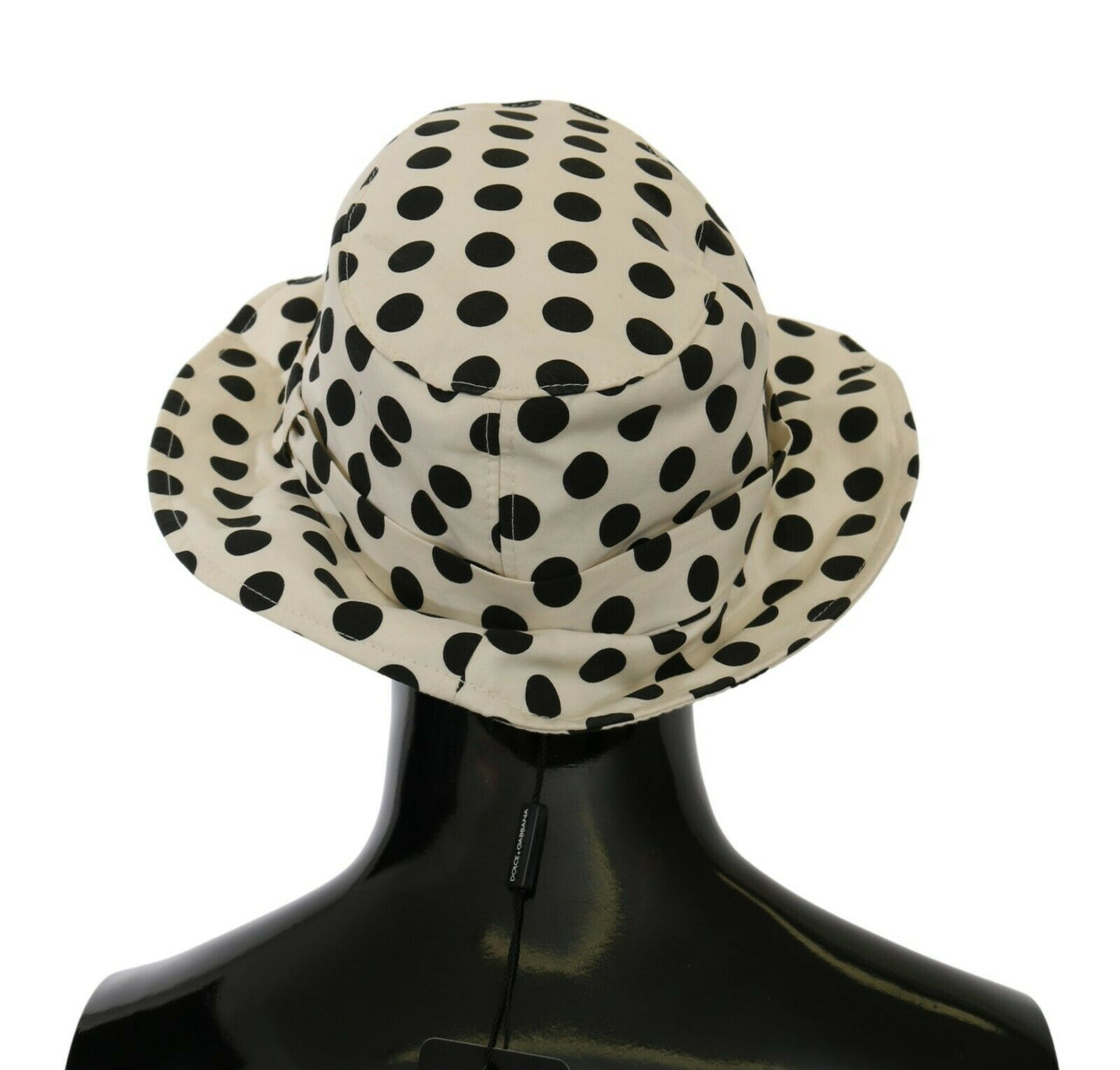 Cappello Trilby Dolce &amp; Gabbana bianco 100% cotone con motivo a pois