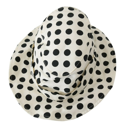 Cappello Trilby Dolce &amp; Gabbana bianco 100% cotone con motivo a pois