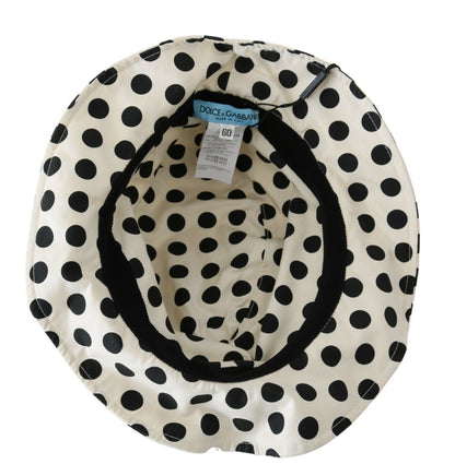 Cappello Trilby Dolce &amp; Gabbana bianco 100% cotone con motivo a pois