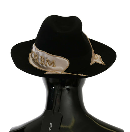 Cappello Panama a tesa larga Dolce &amp; Gabbana Lapin Amor Gignit nero
