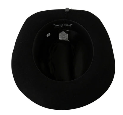 Cappello Panama a tesa larga Dolce &amp; Gabbana Lapin Amor Gignit nero