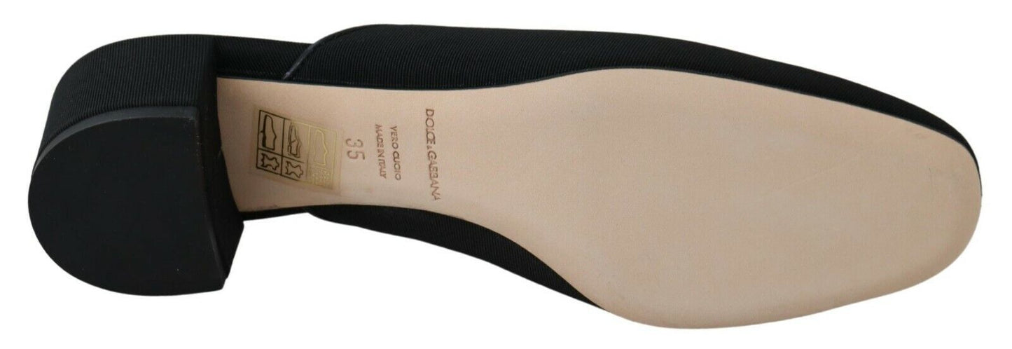 Sandali con zeppa in grosgrain nero Dolce &amp; Gabbana da donna
