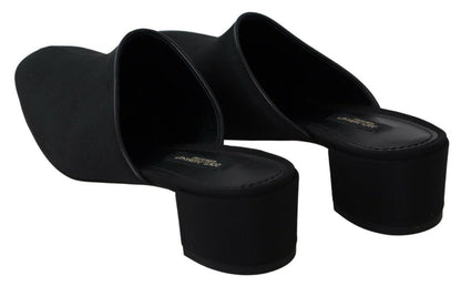 Sandali con zeppa in grosgrain nero Dolce &amp; Gabbana da donna