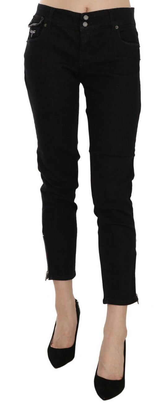 Pantaloni casual in denim con orlo tagliato corto e vita media neri di John Galliano