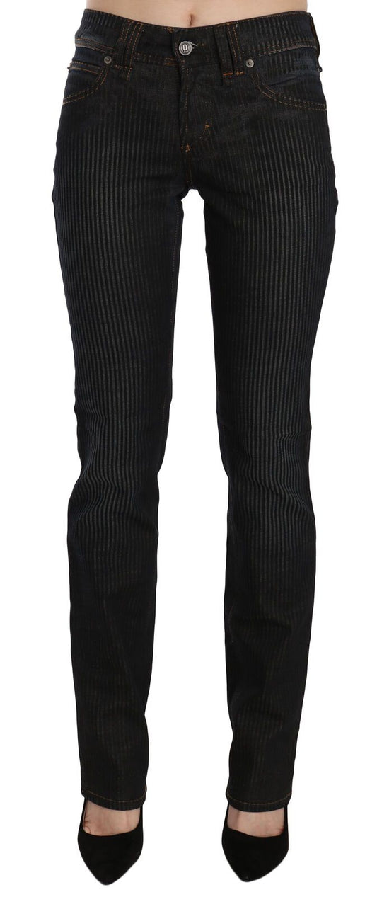 Pantaloni casual in denim di velluto a coste slim fit a vita media neri John Galliano