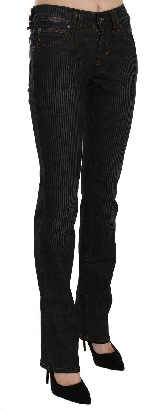 Pantaloni casual in denim di velluto a coste slim fit a vita media neri John Galliano