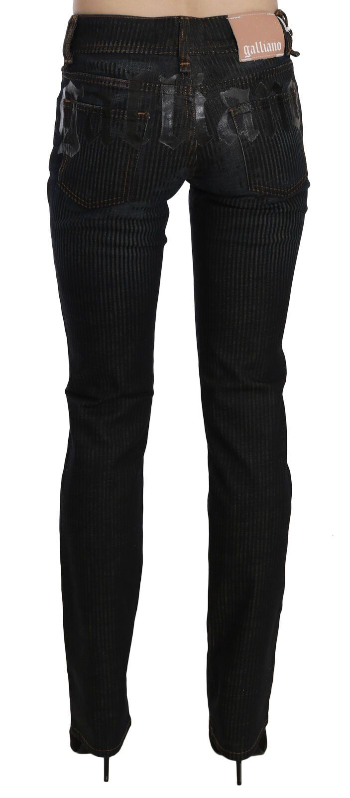 Pantaloni casual in denim di velluto a coste slim fit a vita media neri John Galliano