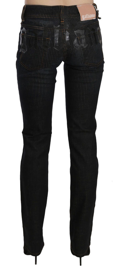Pantaloni casual in denim di velluto a coste slim fit a vita media neri John Galliano