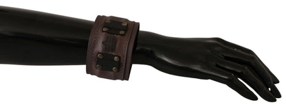 Bracciale Scervino Street in pelle marrone con fibbia larga e marchio