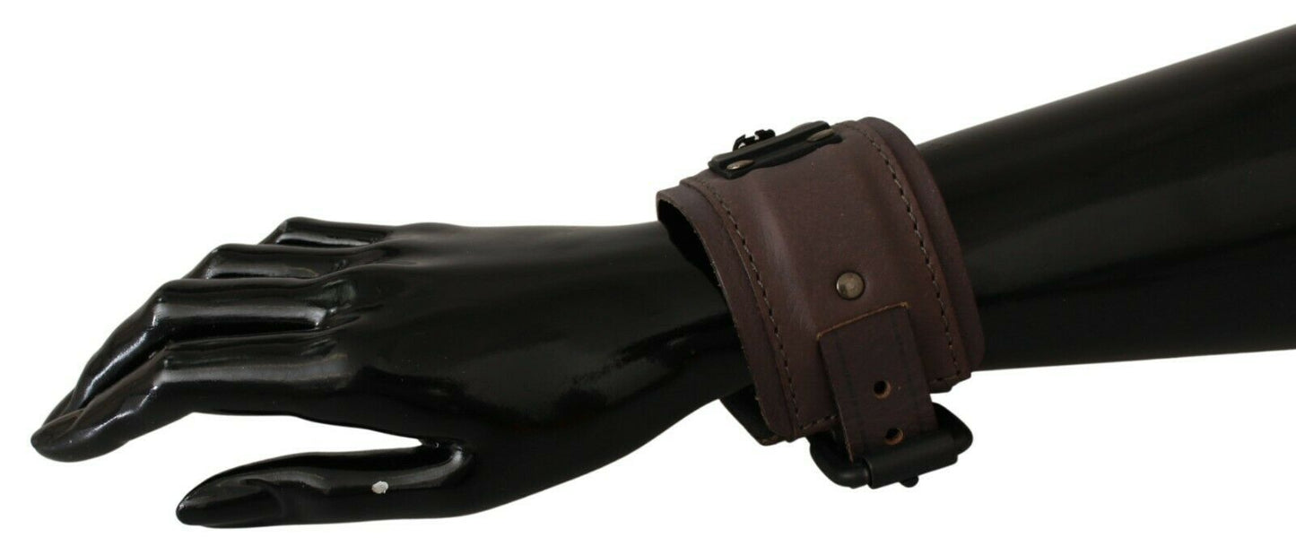 Bracciale Scervino Street in pelle marrone con fibbia larga e marchio