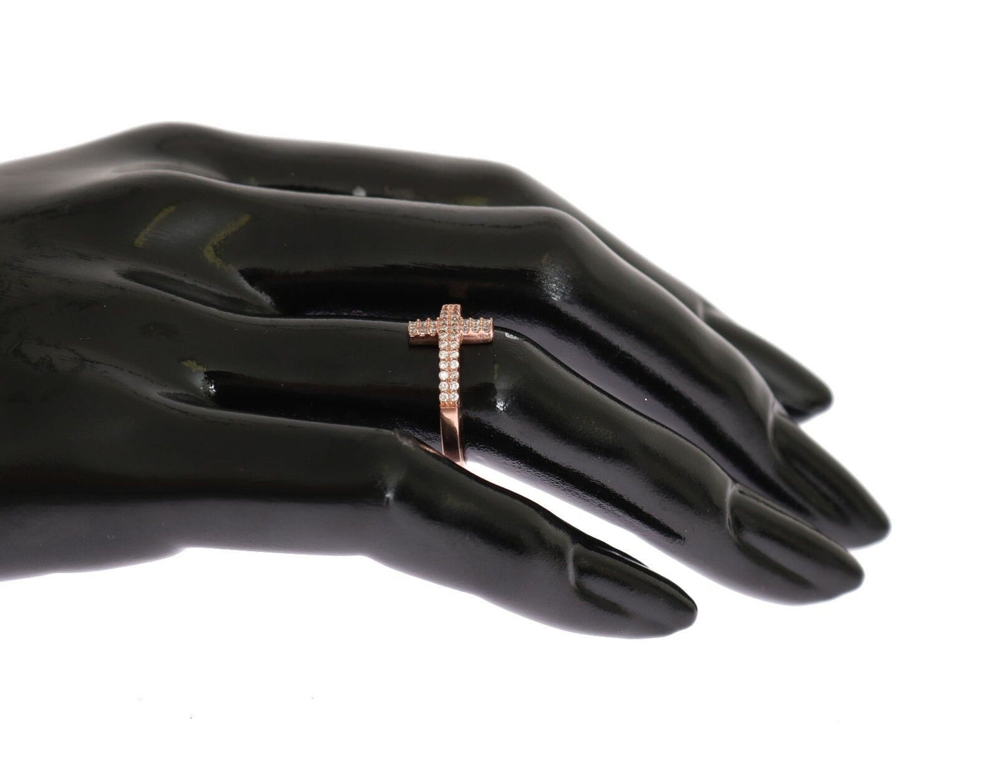 Anello da donna Nialaya in argento 925 e oro rosa con croce e zirconi cubici