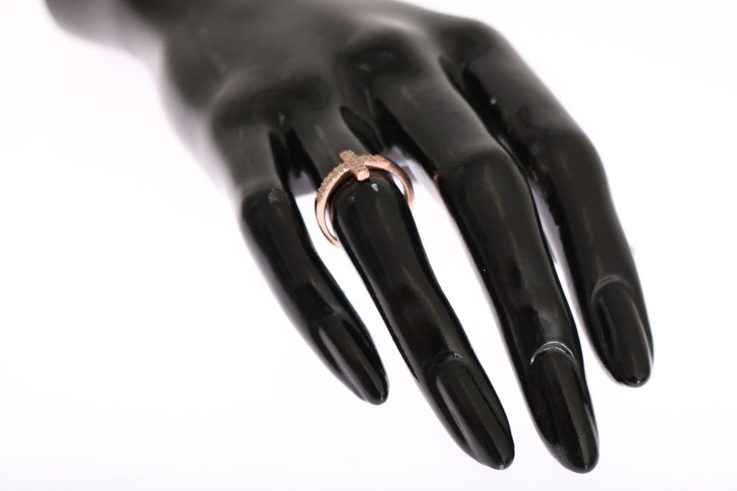 Anello da donna Nialaya in argento 925 e oro rosa con croce e zirconi cubici