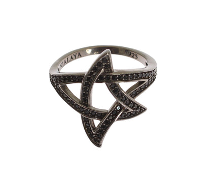 Anello da donna in argento 925 rodiato con zirconi neri Nialaya