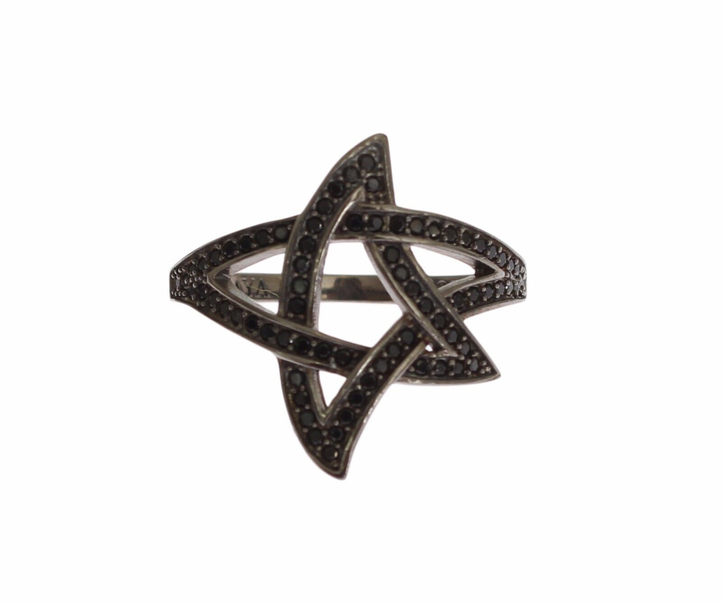 Anello da donna in argento 925 rodiato con zirconi neri Nialaya