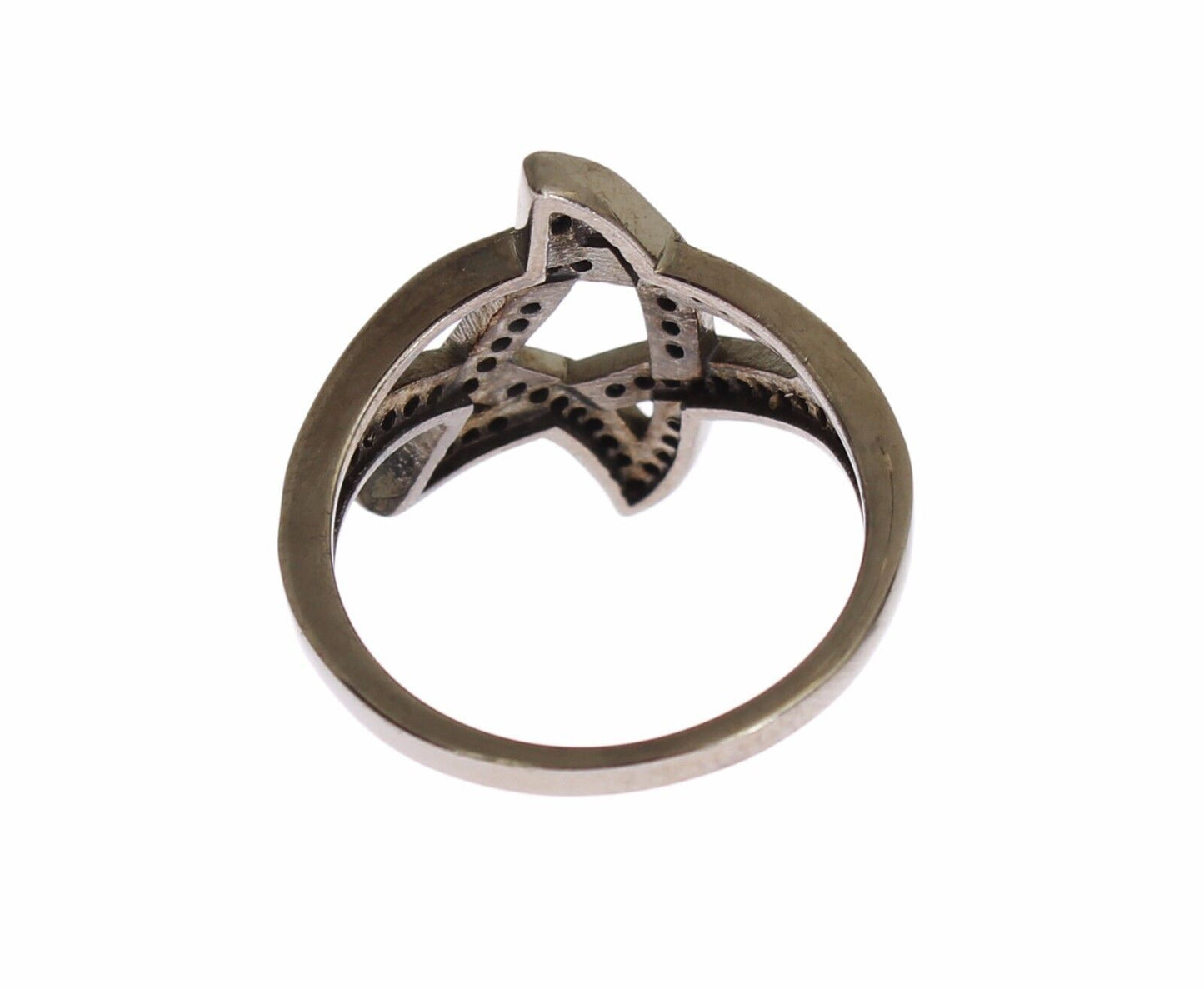 Anello da donna in argento 925 rodiato con zirconi neri Nialaya