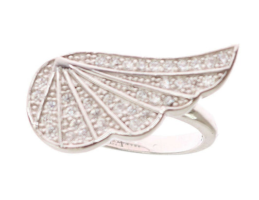 Anello da donna in argento Nialaya con zirconi trasparenti e ala in argento 925