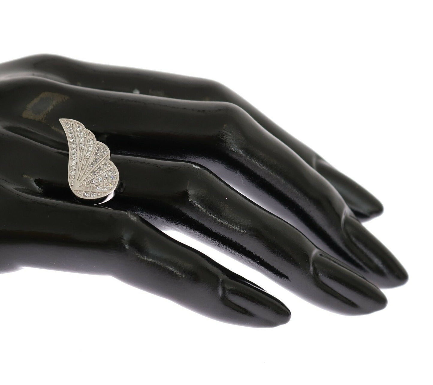 Anello da donna in argento Nialaya con zirconi trasparenti e ala in argento 925