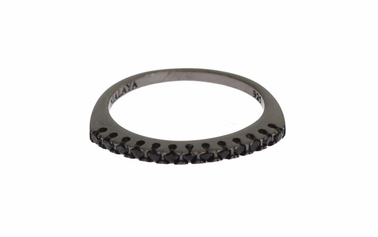 Anello da donna in argento 925 rodiato con zirconi neri Nialaya