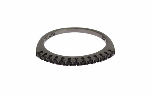 Anello da donna in argento 925 rodiato con zirconi neri Nialaya