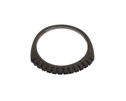 Anello da donna in argento 925 rodiato con zirconi neri Nialaya