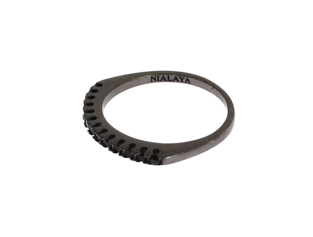 Anello da donna in argento 925 rodiato con zirconi neri Nialaya