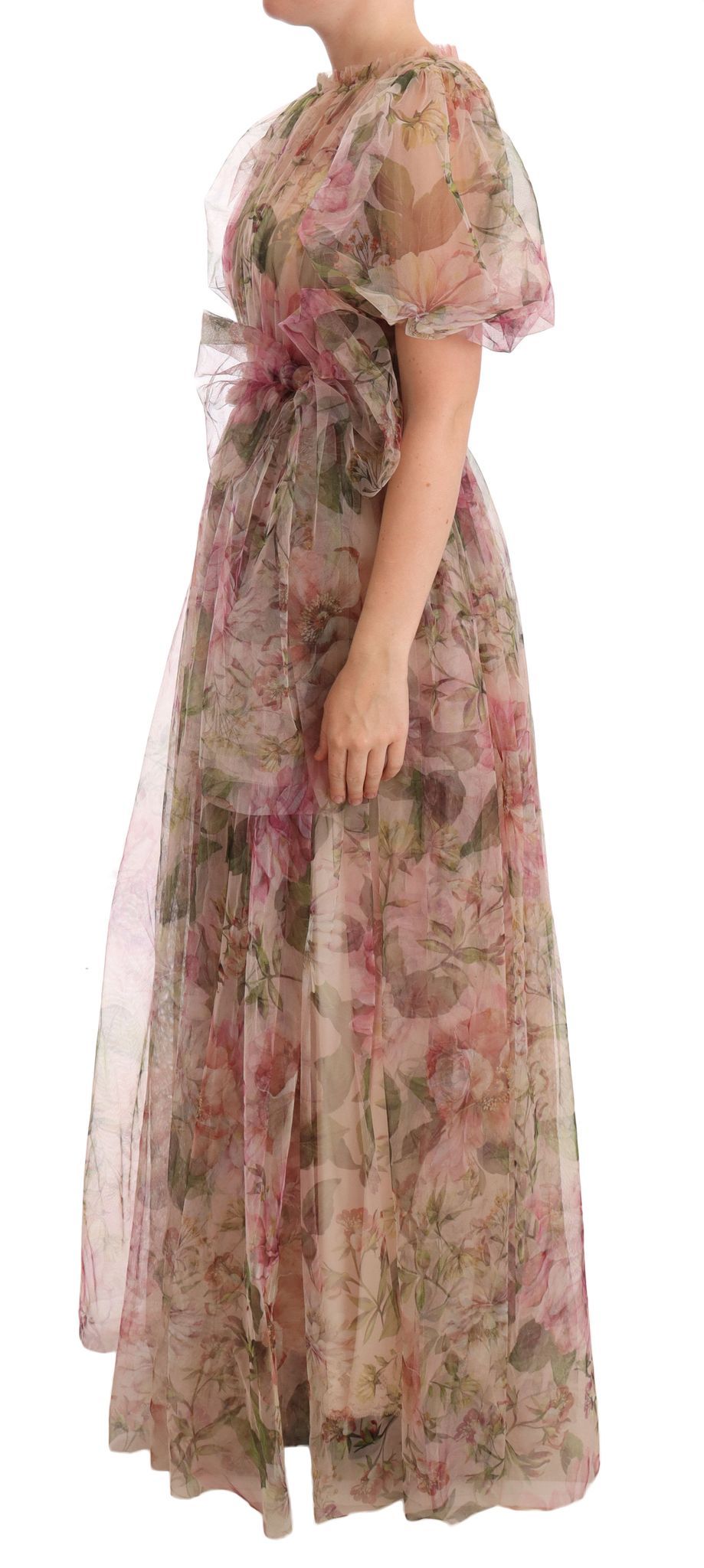 Abito lungo con stampa floreale multicolore Dolce &amp; Gabbana