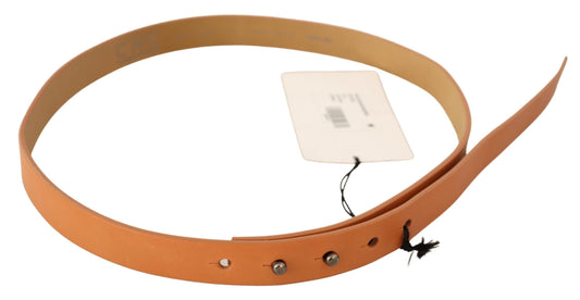 Cintura Costume National in pelle arancione con chiusura argentata