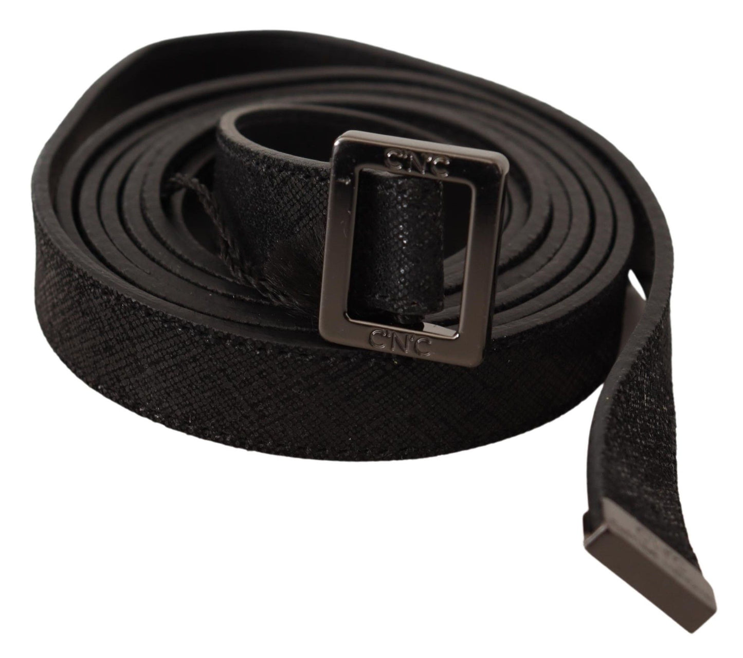 Cintura con fibbia in metallo in pelle nera Costume National