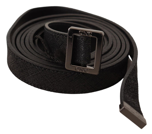 Cintura con fibbia in metallo in pelle nera Costume National