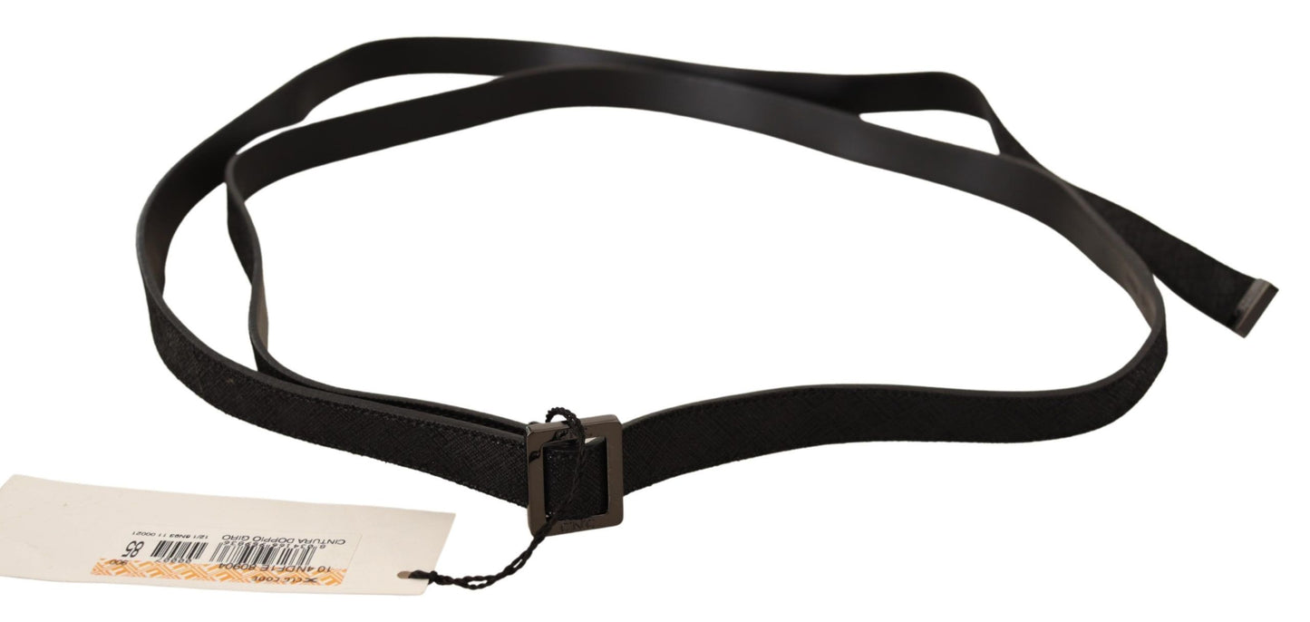 Cintura con fibbia in metallo in pelle nera Costume National
