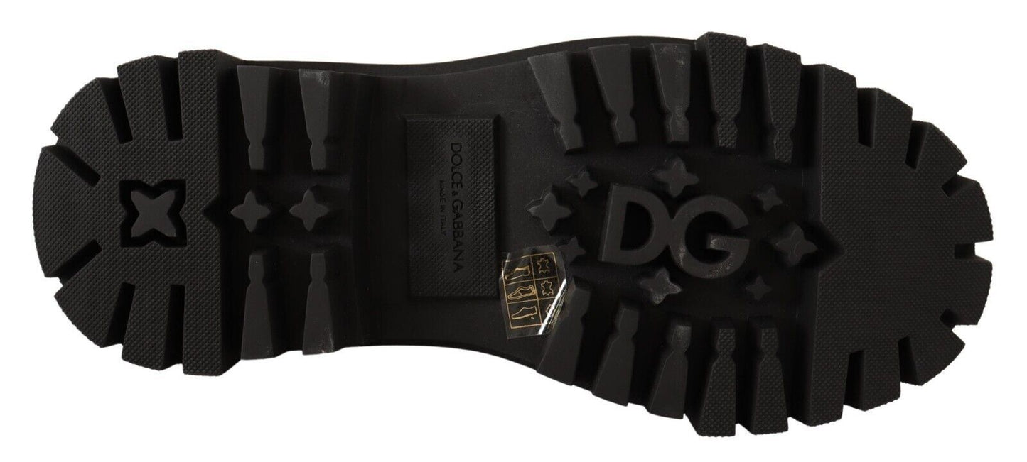 Stivali da combattimento con borchie in pelle nera Dolce &amp; Gabbana