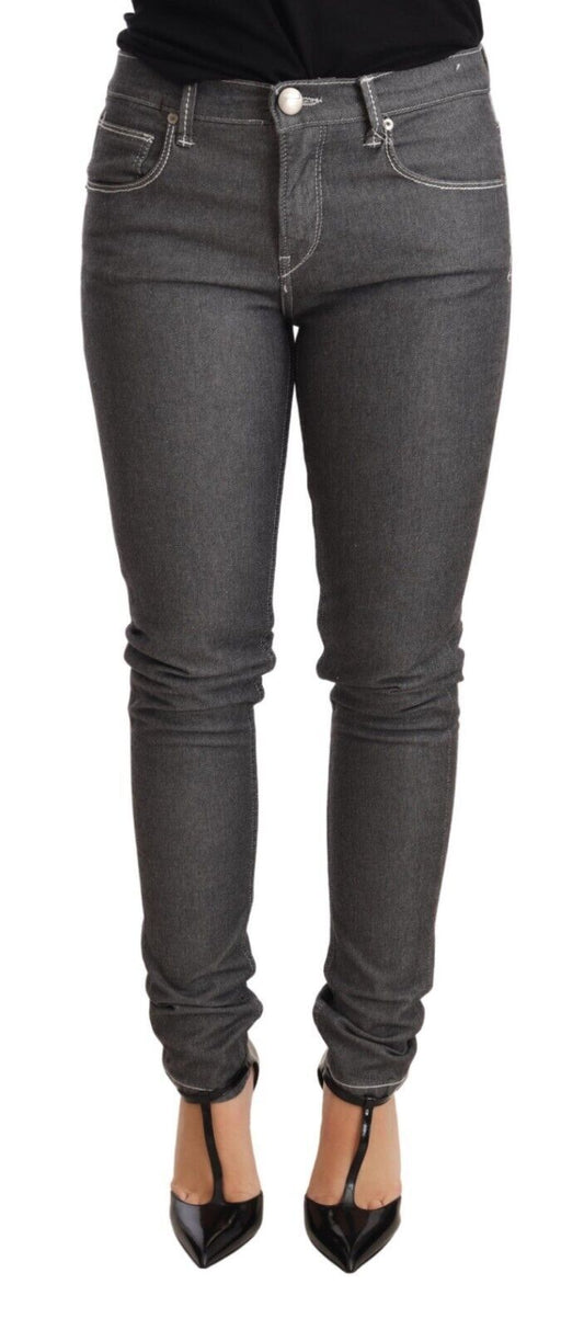 Jeans skinny a vita bassa grigio chiaro