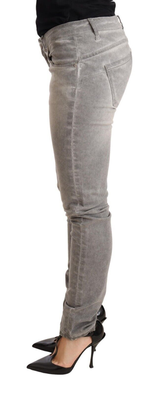 Jeans da donna in denim slim fit lavato grigio chiaro Acht