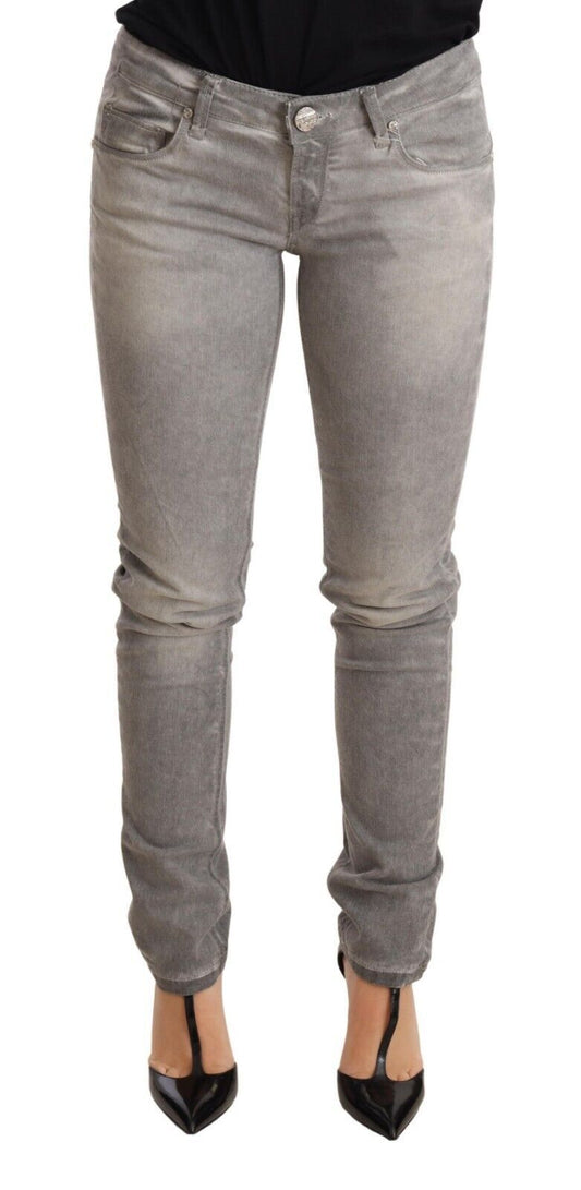 Jeans da donna in denim slim fit lavato grigio chiaro Acht