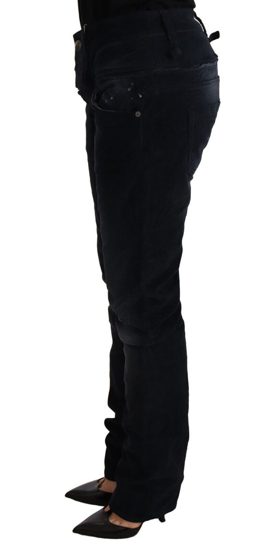 Jeans larghi a vita bassa in denim di cotone lavato blu Acht