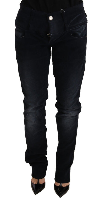 Jeans larghi a vita bassa in denim di cotone lavato blu Acht
