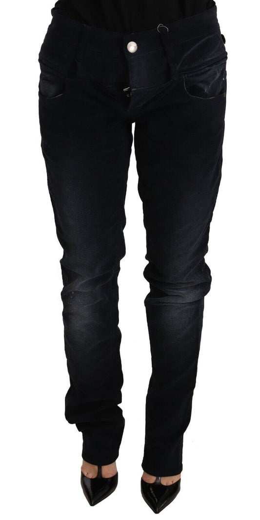 Jeans larghi a vita bassa in denim di cotone lavato blu Acht