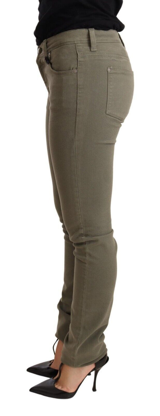 Jeans skinny slim a vita bassa in cotone verde Ermanno Scervino