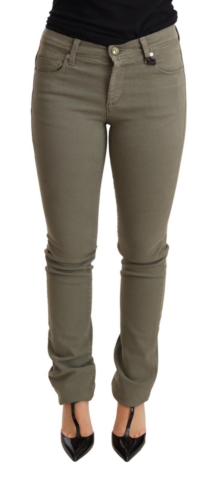 Jeans skinny slim a vita bassa in cotone verde Ermanno Scervino
