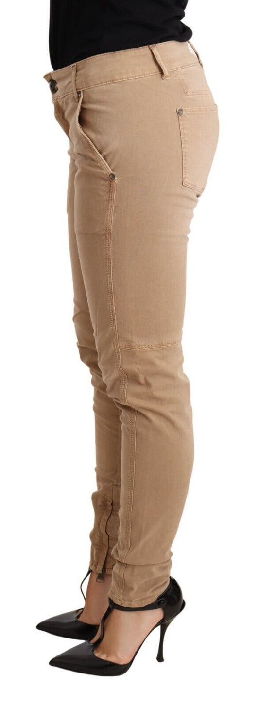 Jeans in cotone con pantaloni skinny in denim a vita bassa marrone Ermanno Scervino