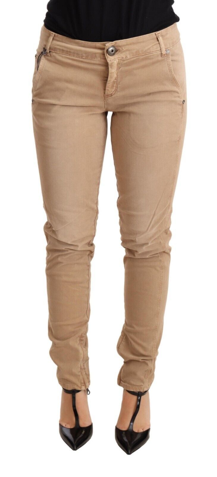 Jeans in cotone con pantaloni skinny in denim a vita bassa marrone Ermanno Scervino